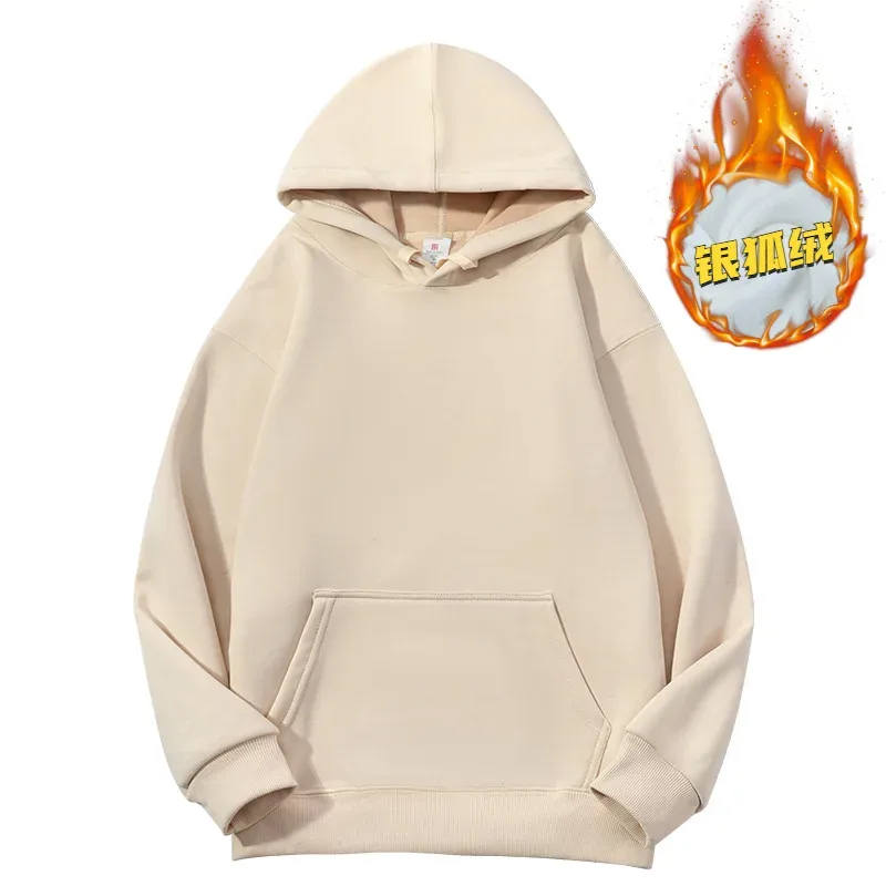 Customized Your Brand Logo DIY Design 600GSM Mens Hoodies High-quality Women Sweatshirt Solid Color Cotton Loose Streetwear