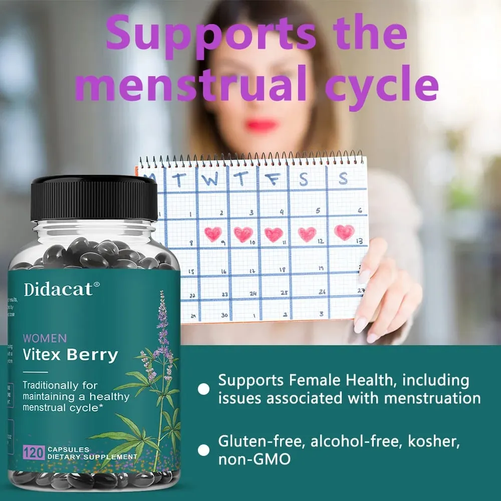 Vitex Berry Vegan Capsules - Hormone Balance for Women Organic Vitex Chasteberry Extract (1000 mg) Vegan Non-GMO
