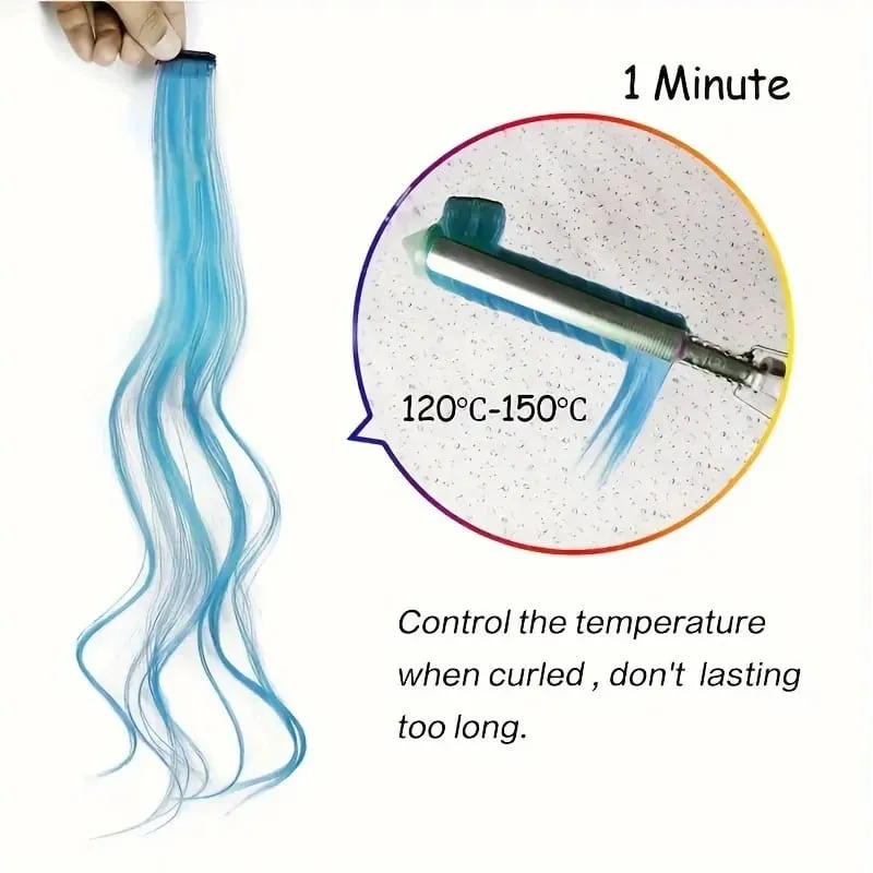 24Pcs/lot Clip in Hair Extensions Multi-Colors Highlights Synthetic Hair 22 inch Rainbow Hairpieces for Girls Women Kids