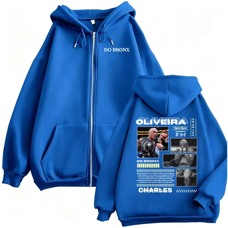 Do Bronxs Charles Oliveira Sweatshirt Jacket Coats Men Women Violence Aesthetic Zipper Hoodies High Quality Fleece Zip Up Hoodie