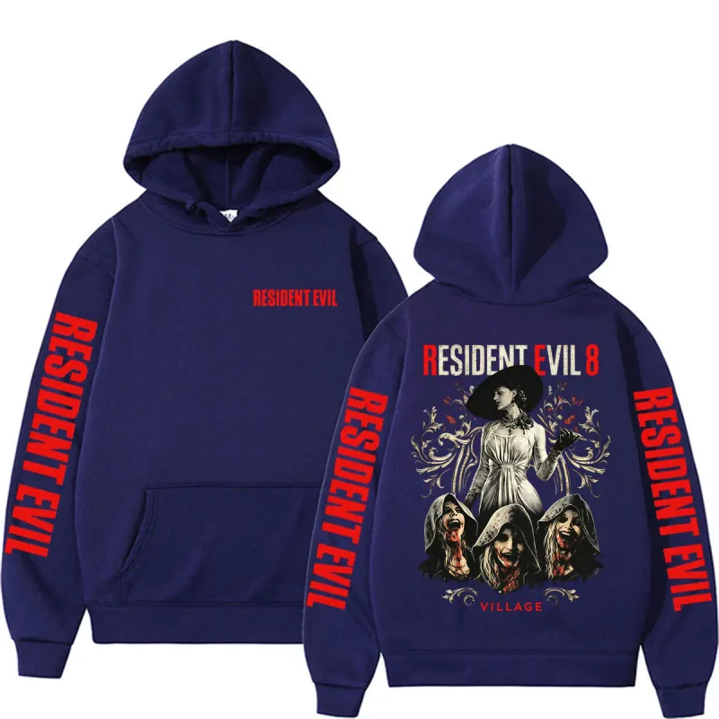 Resident Evil Requiem Village Graphic Hoodies Lady Dimitrescu Horror Sweatshirt Men's Clothing Fashion Casual Long Sleeve Hoodie