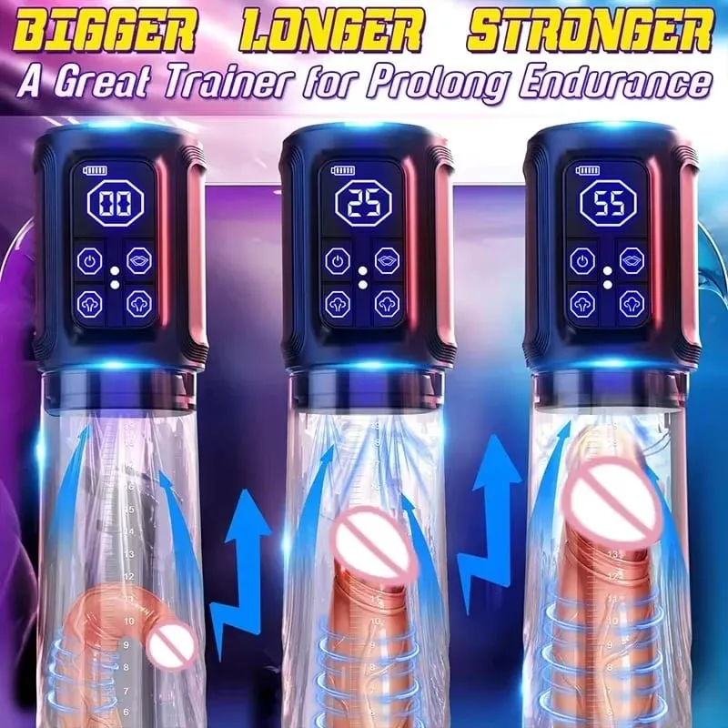 משאבת פין חשמלית מציצת ואקום זכר מאוננות הגדלה אימון מאריך שפיכה מאוחרת שפיכה IPX7 עמיד למים צעצוע מין גברים