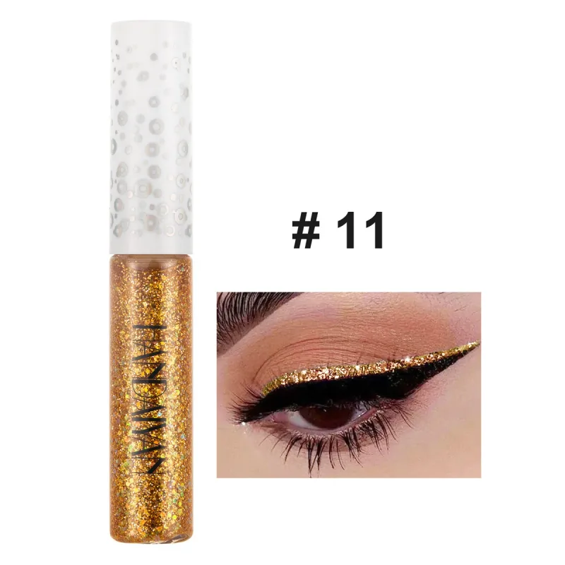 12 Renk Parlak Göz Gömlekleri Pigment Gümüş Gül Altın Renk Glitter Likit Eyeliner Metalik Renkli Makyaj Kadınlar Için