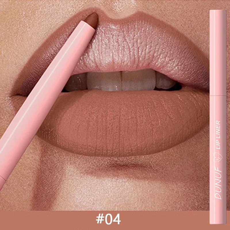 Lápiz Delineador de labios rojo mate, 12 colores, resistente al agua, antiadherente, lápiz labial delgado, maquillaje, delineador de labios rosa desnudo, contorno de labios