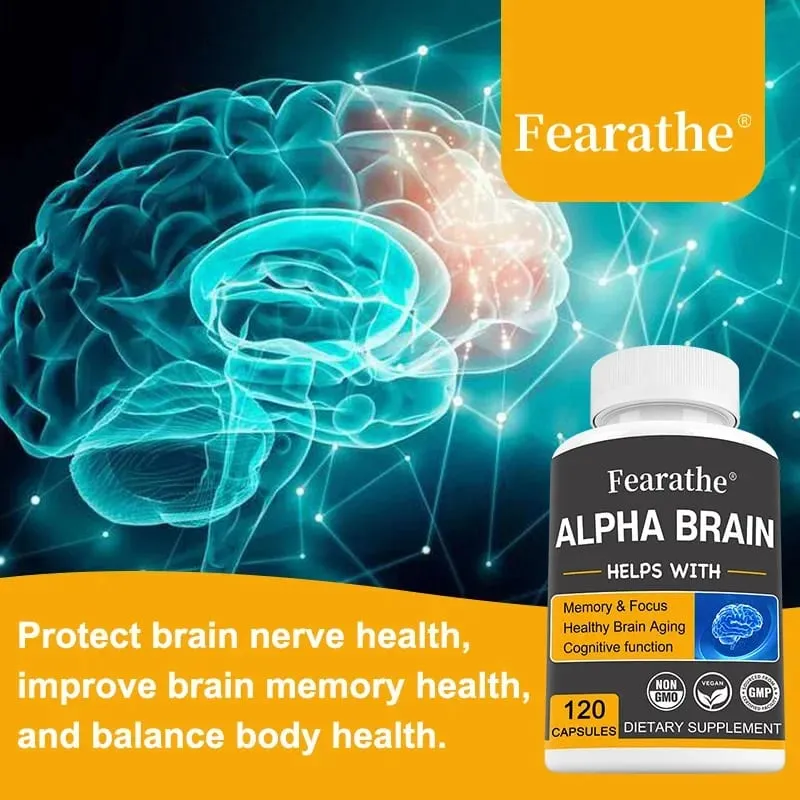 Alpha Brain Nootropics תוסף מוח לגברים ולנשים - זיכרון בהירות נפשית וקוגניציה עם ויטמין B6 Focus Capsules