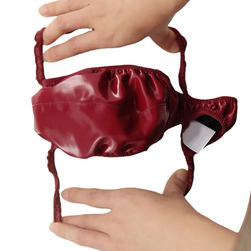 Sexiga män PVC glänsande U konvex pouchtrosor Lågväxt G-string Latexolja Glossig Sexig stringtrosa Carapace U Bulge Underkläder