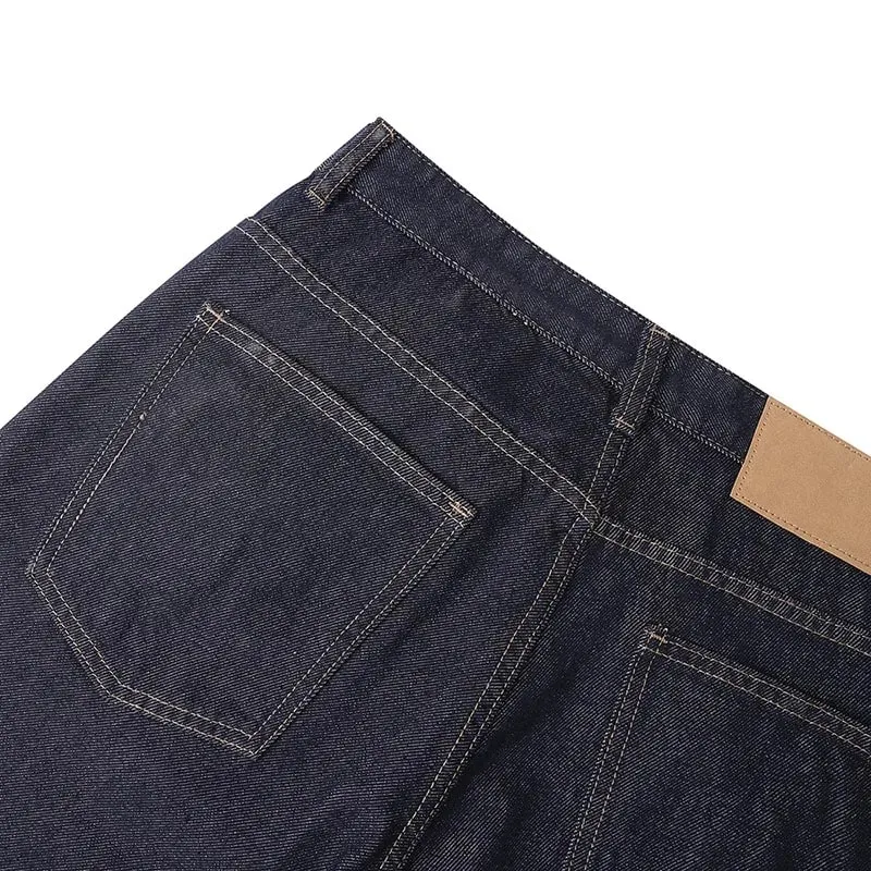 New Y2K Man Pants Vintage Denim Five Button Rivet Reinforced Wash Straight Bootcut Men's Jeans Casual Streetwear