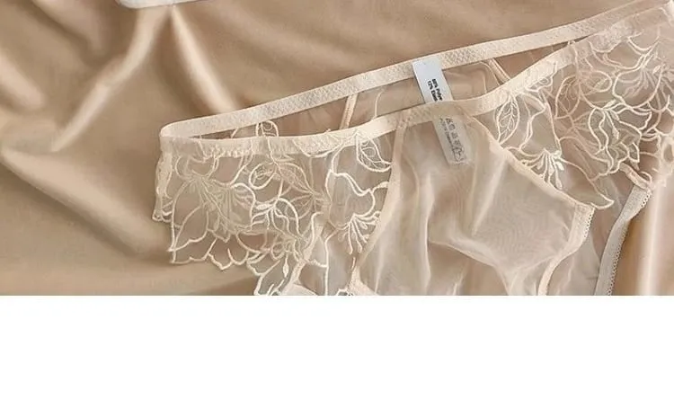 Sexy French Lace Bralette & Underwear Set Lightweight Wireless Triangle Cup Bra for Women Pure Elegant Small Boobs S-XL MOYISU
