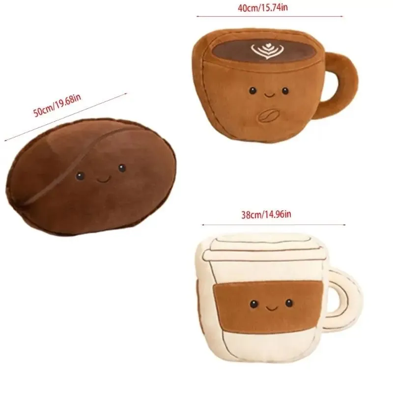 U13F Coffee Bean Plush Doll Soft Short Plush Pillow with PP Cotton Filled Decorative Throw Pillow for Bedroom Couch Desk