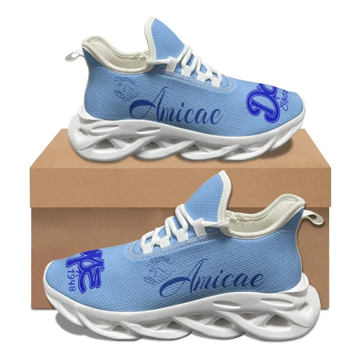 Zeta Amicae New Trend 3D Print Casual Mesh Sneakers for Women Lightweight Lace up Shoes Friends of Zeta Platform Shoes Female