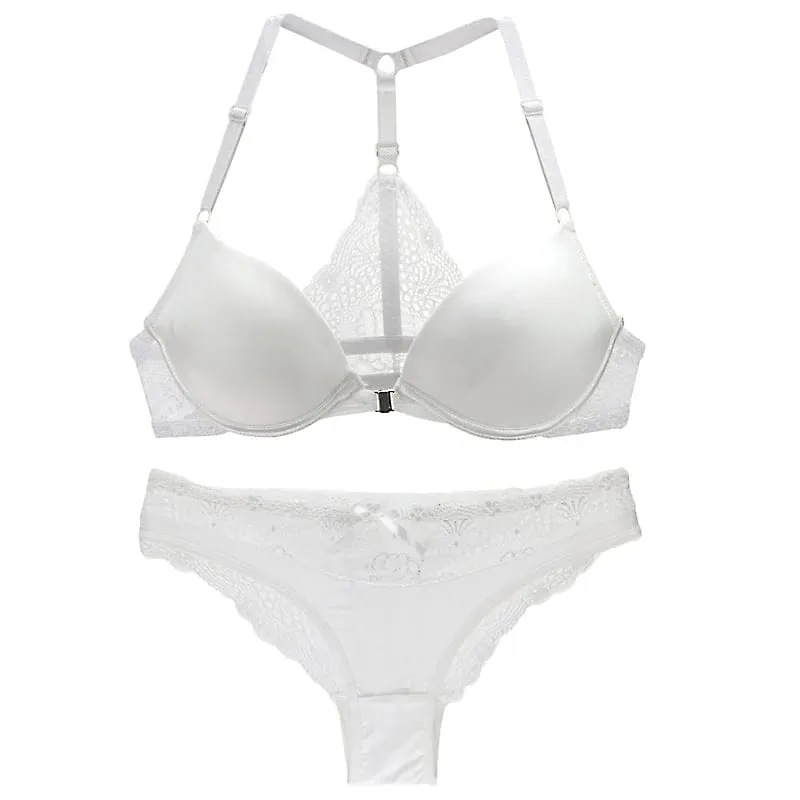 DaiNaFang New Sexy Bras Set Deep V Y-Line Straps Japan and South Korea Lace Womens Underwear ABC Cup Female Lingerie