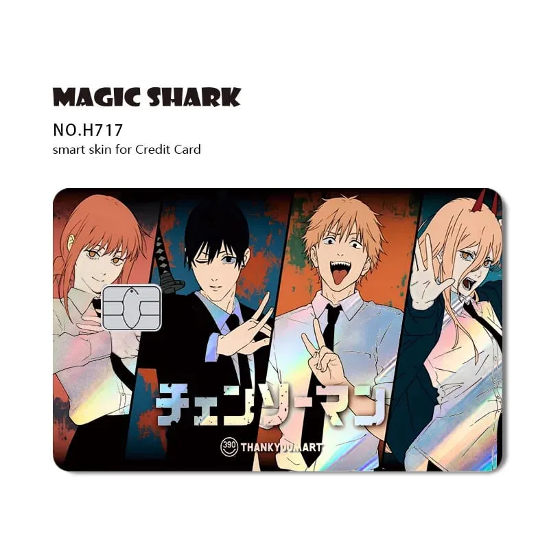 Magic Shark Cool Anime Cool Holographic Laser Shinny Film Skin Sticker Cover for Bank Credit Debit Card