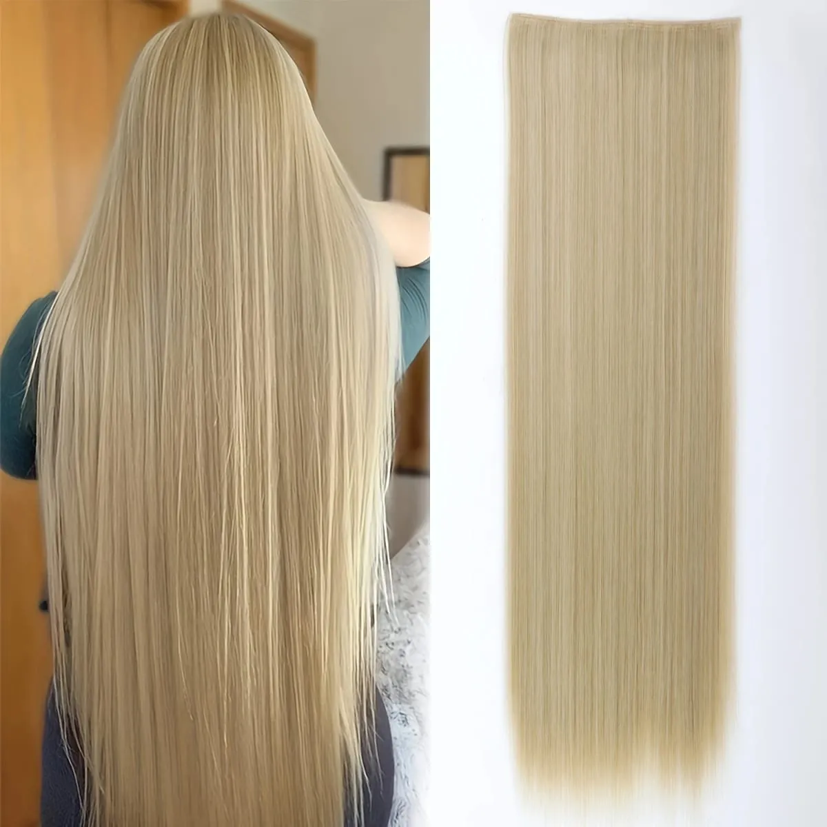 Synthetic Super Long Straight 5 Clip In Hair Extensions 32Inch One Piece Hairpiece for Women Multiple Colors Hair Extensions — image 14