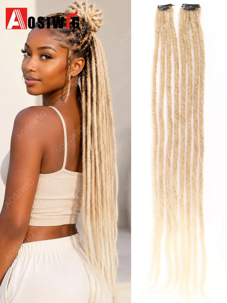 Long Dreadlocks Clip In Hair Extensions for Women Synthetic Braided Hairpieces Boho Faux Locs Hair Braids Festival Party Hair Ac