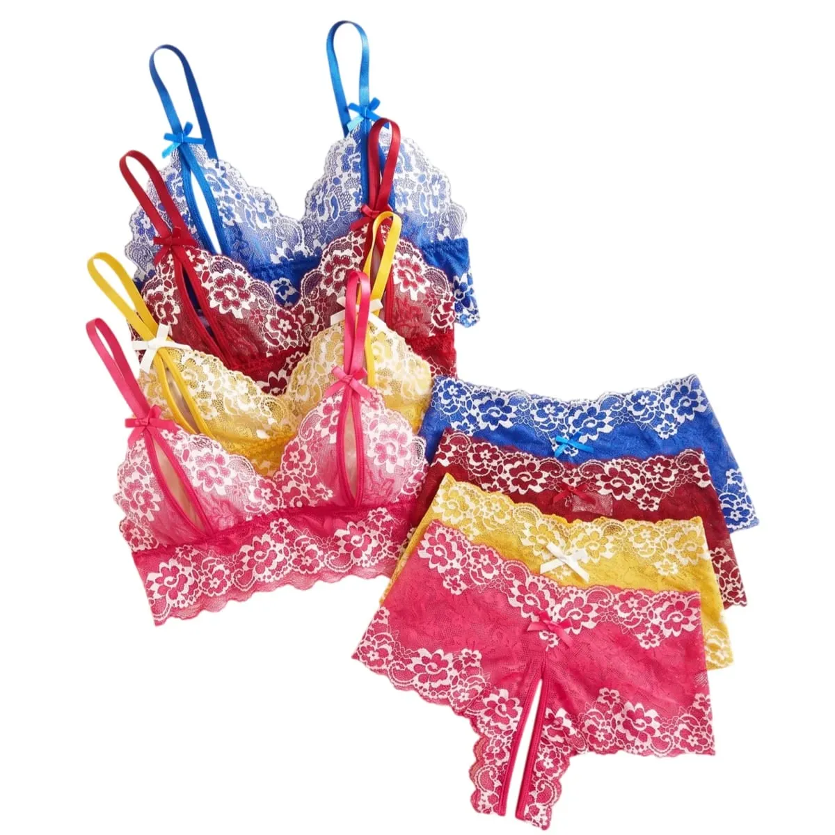 4 Pek Set Pakaian Dalam Renda Bunga Wanita Set Bra dan Seluar Dalam Seksi Tanpa Wayar Pakaian Dalam Bralette Tali Spaghetti Tunduk Pakaian Tidur 2026