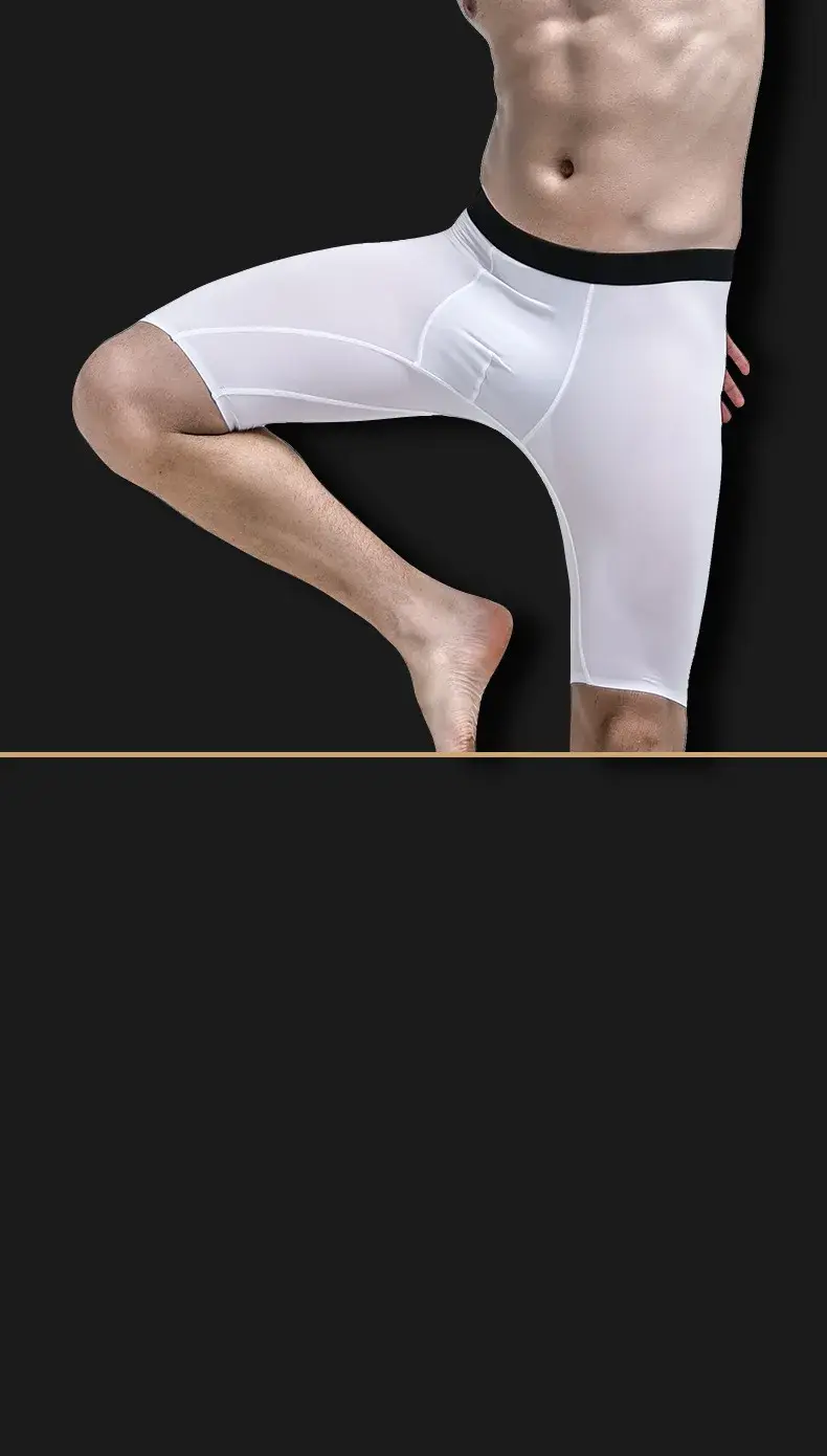 ชุดชั้นในบุรุษนักมวยกางเกงขาสั้น Homme Slim บางผ้าไหมน้ำแข็งกางเกง Man Breathable กระเป๋ากลางขายาวกางเกง Cueca Calzoncillos — image 6