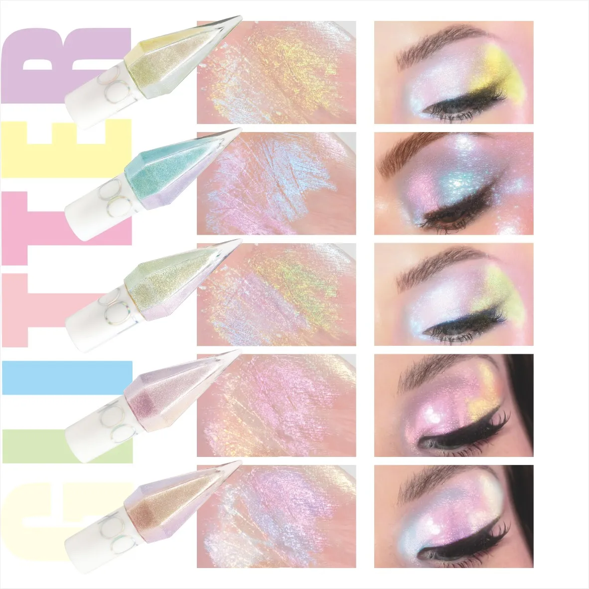 5Color Waterproof Chameleon Liquid Eyeshadow Shiny Long-Lasting Mini Sparkling Eye Shadow Metallic Pink Purple Stage Eyes Makeup