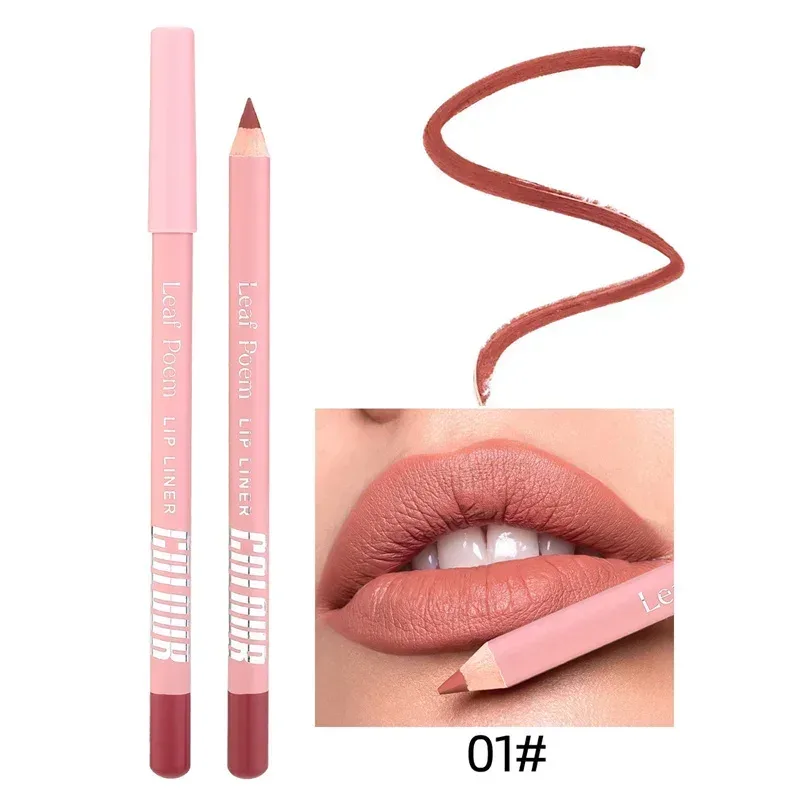 Delineador de labios mate resistente al agua de 12 colores, delineador de labios duradero a prueba de manchas, fórmula sin transferencia, maquillaje de lápiz labial de contorno preciso