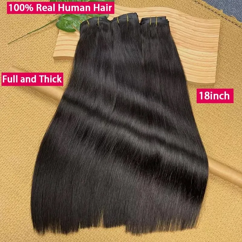 18A Seamless Straight Clip Ins Human Hair PU Invisible Clip In Hair Extensions 100% Raw Virgin Human Hair Double Weft 7Pcs/Set