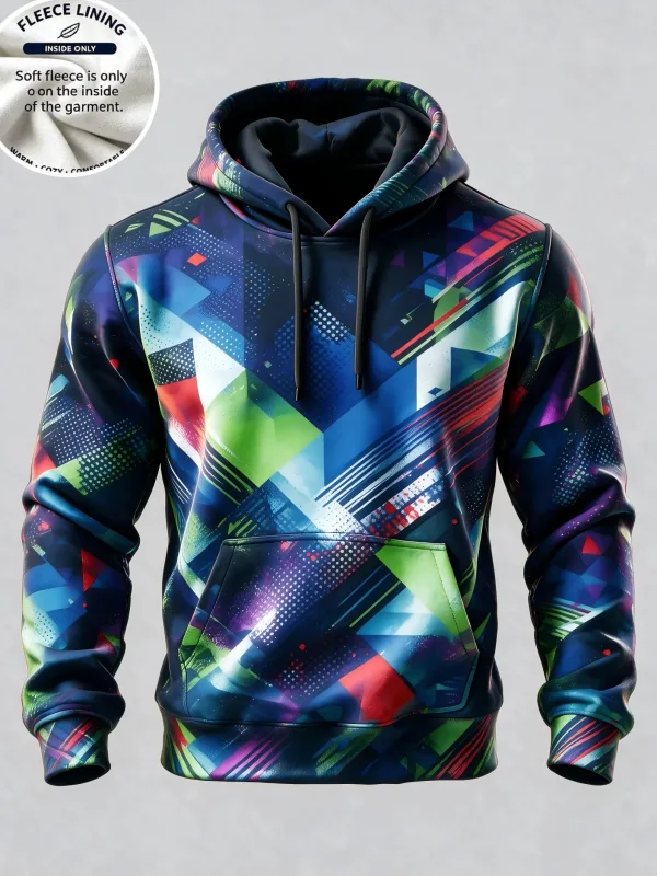 3D Print Fleece Hoodie Black Silver Burst Geometric Radial Pullover Long Sleeve Kangaroo Pocket Casual Sweatshirt