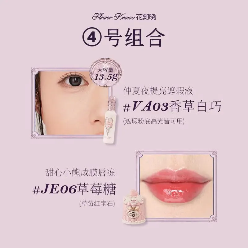 Flower Knows Concealer Lip Glaze Duo Brightening Concealer & Glossy Lip Lacquer 2-Piece Set for Flawless Base & Juicy Lips