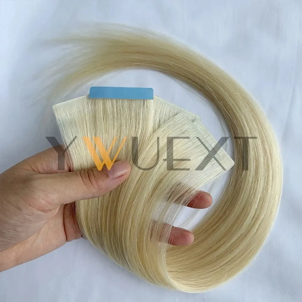 Invisible PU Skin Weft Hair Extensions Natural Straight Machine Remy Seamless Adhesive Tape In Human Hair 10pcs/pack