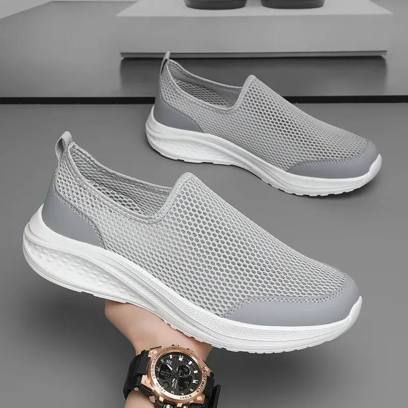 One Foot on the Net Shoes Men's Summer New Breathable Thin Net Walking Shoes Casual Sports Shoes Black Plus Size Men's Shoes 48