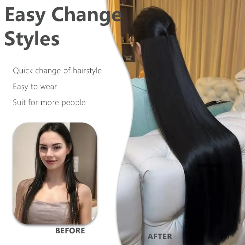32inch Synthetic Hair Extensions 5-clip Long Straight Heat-Resistant Hair Extensions Suitable for Daily Vacations and Gatherings