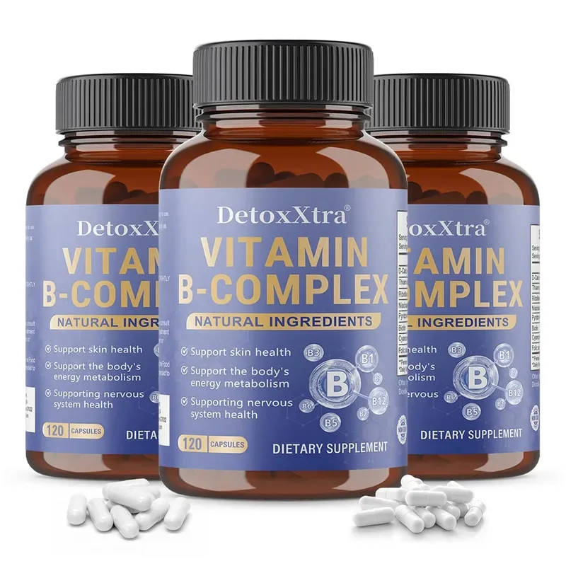 Vitamin B Complex Capsules Relieve Stress Energy Metabolism Nervous System & Immune Wellness Support Vegetable Capsules