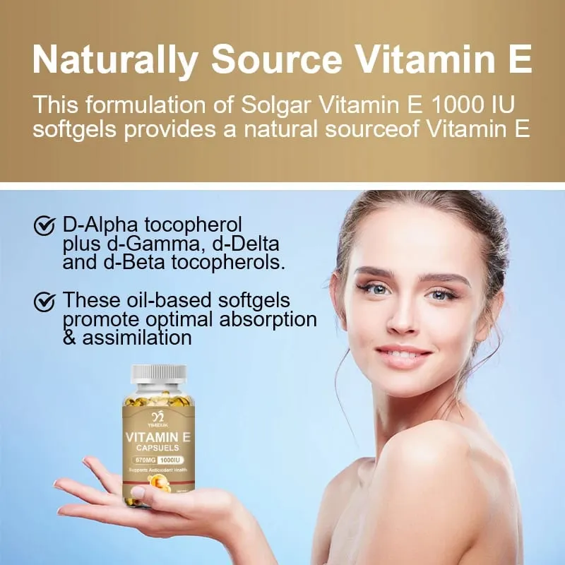 Vitamin E Supplements with Tocopherols & Safflower Oil Support Elasticity Shrink Pores Combat Aging & Antioxidant Immune — image 7