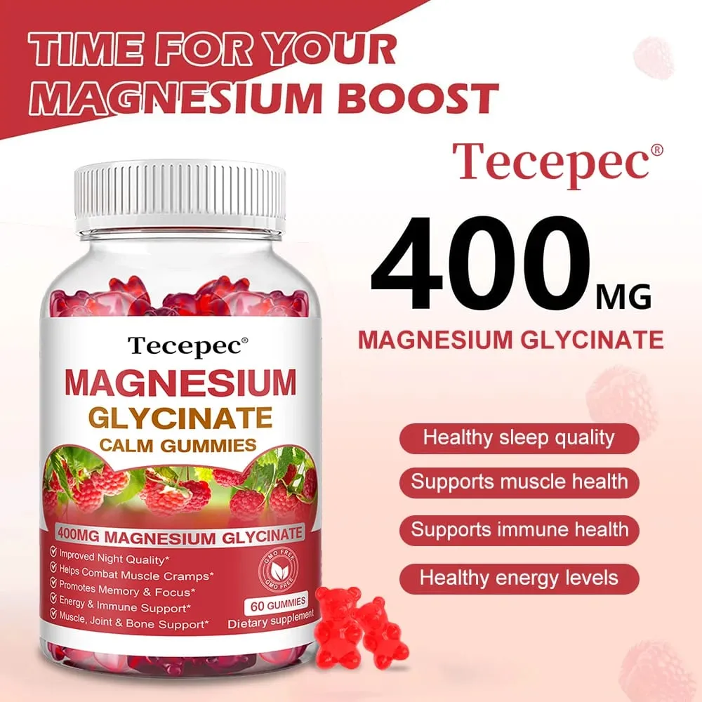 Magnesium Glycinate Gummies-Adult Supplements That Aid Relaxation Promote Heart Health and Support Bone Marrow and Joint Health