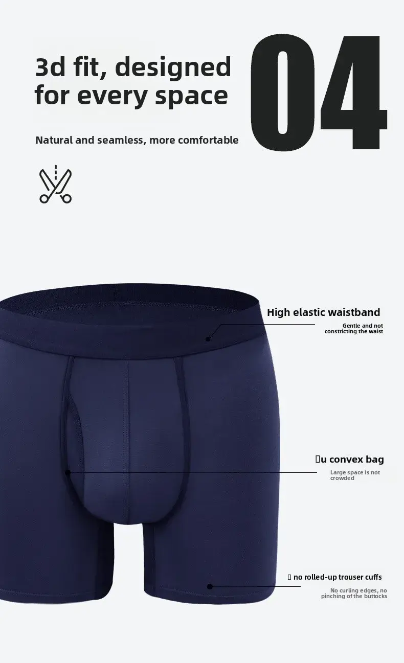 Big Pouch Men Bamboo Fiber Boxer Briefs Breathable Underwear With Fly Opening Mid Waist Sports Trunks Moisture Wicking Soft Cool