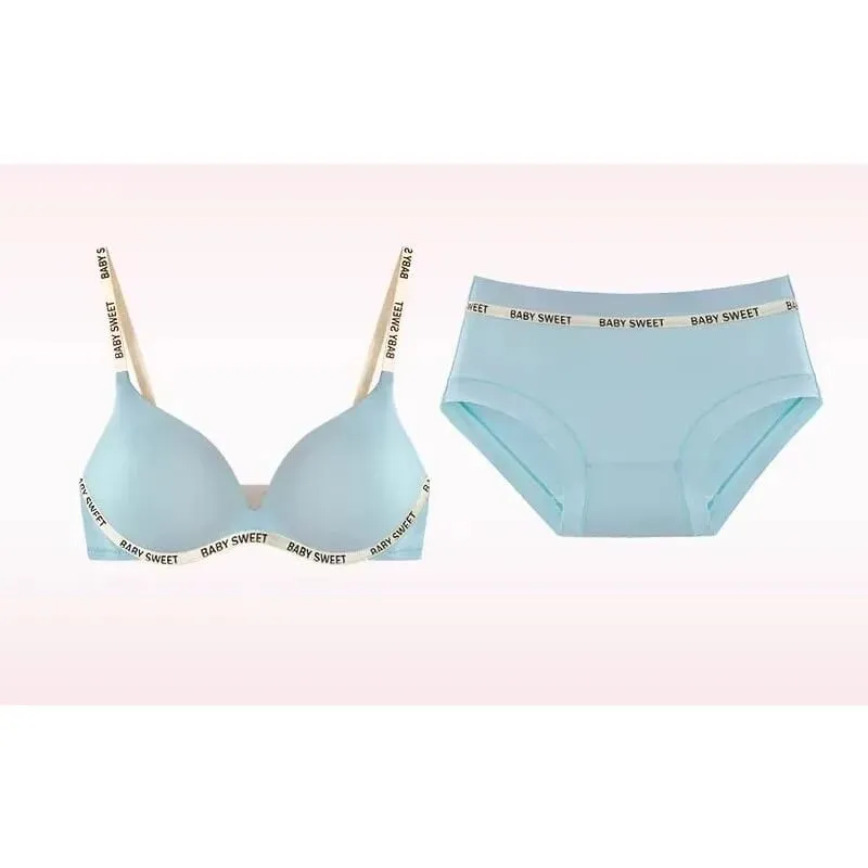 Stijlvolle Levendige Kleuren Dopamine Lingerie Sexy Boost Kleine Borsten Draadloos Zacht Dagelijks Casual Thuis Daten Grote Maat 32-38 Bh Set Hot