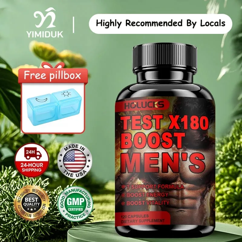 Natural Male Test Booster Supplement with Boron & Vitamin Blend Support Vitality Stamina Endurance & Physical Vigor