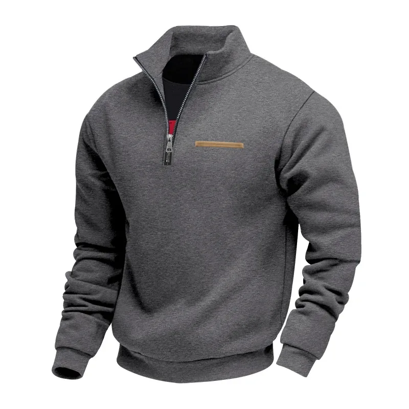 Men's Thick Fleece Stand Collar Sweatshirt Autumn Winter Color Block Striped Warm Outdoor Casual Daily Jacket Outerwear Cozy