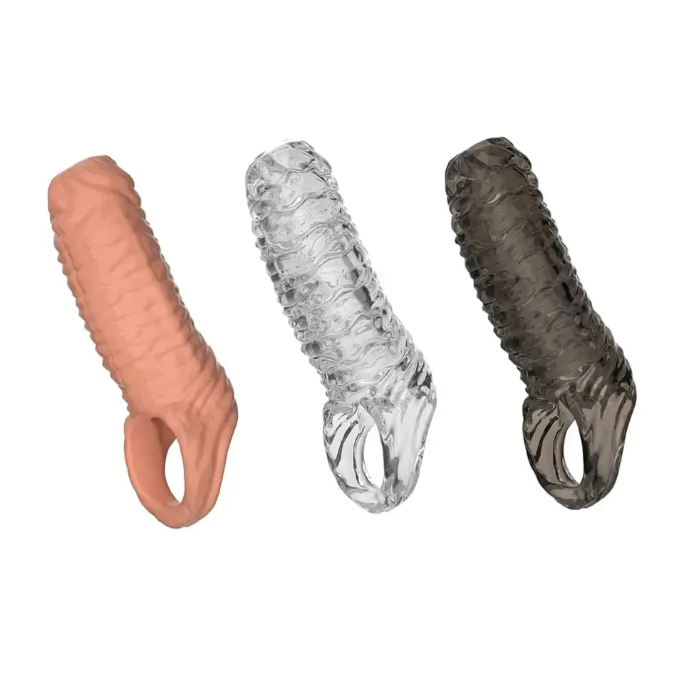 Reusable Penis Enlargement Sex Toys For Men Cock Ring Stretcher Extender Sleeve Condoms Goods Adults Products Erotic Couple Tool