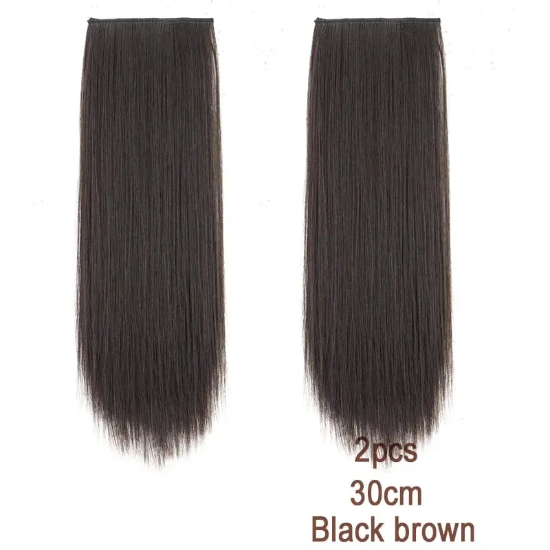2pcs Synthetic Overhead Hair Clip Style Hair Invisible Extension Increases Hair Volume Hair The Top of Hairpiece for Women
