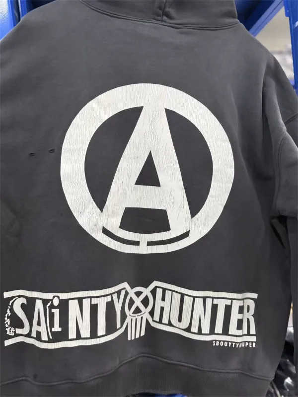Mx6 × 26SS Zipper Retro Vintage New Letter Print Pocket Distressed Washed Cotton Hooded Sweatshirt Sweater Hoodies For Men