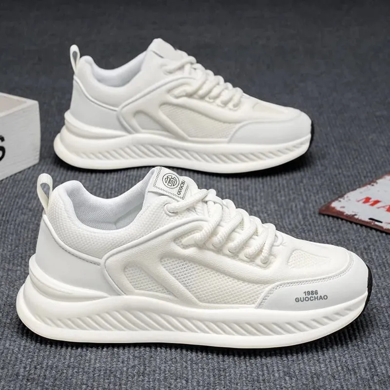 Spring Summer Men Sneakers Breathable Mesh Casual Shoes Platform Chunky Dad Footwear Lace Up Male Walking Running Shoes