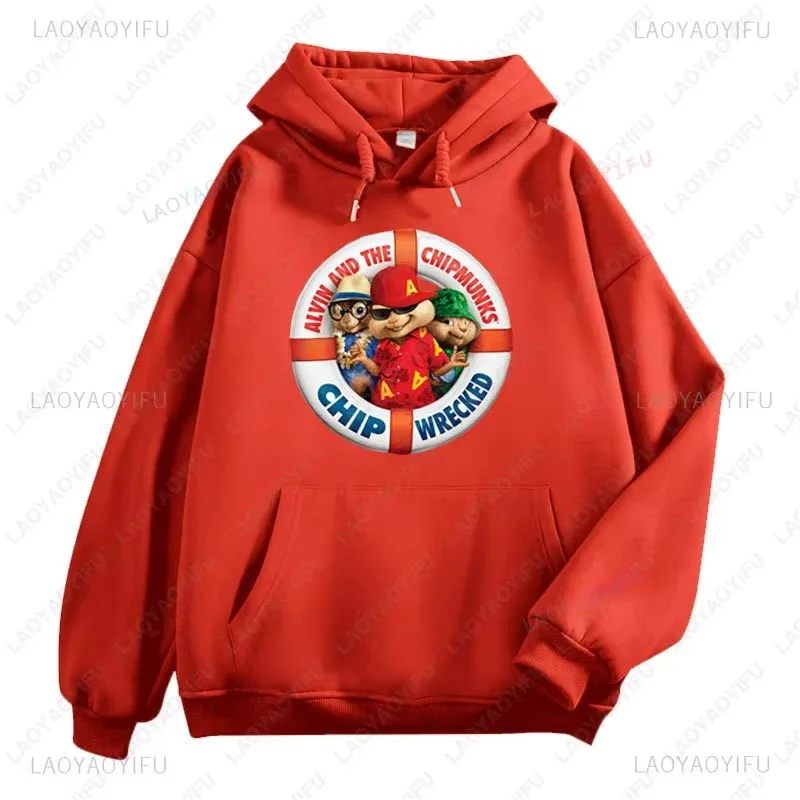 Felpe con cappuccio Anime Alvin and The Chipmunks Felpa con stampa di lettere Eco Friendly A Casual Streetwear Pullover unisex promo