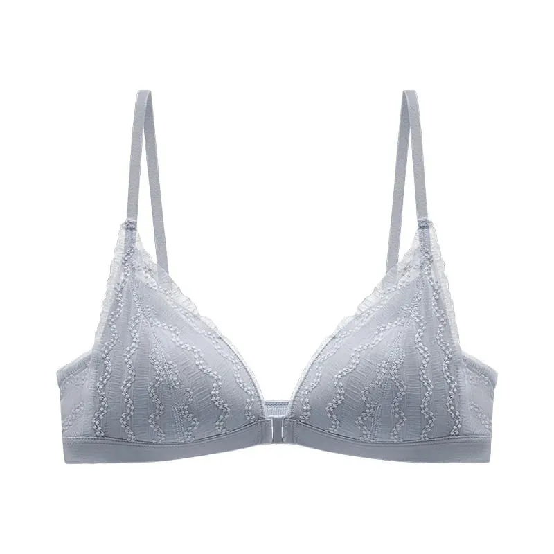 Push Up Bra for Small Breasts - Front Close Lace Bralette Wireless Demi Triangle Cup Sexy Underwear Thin Demi Cup Small Chest