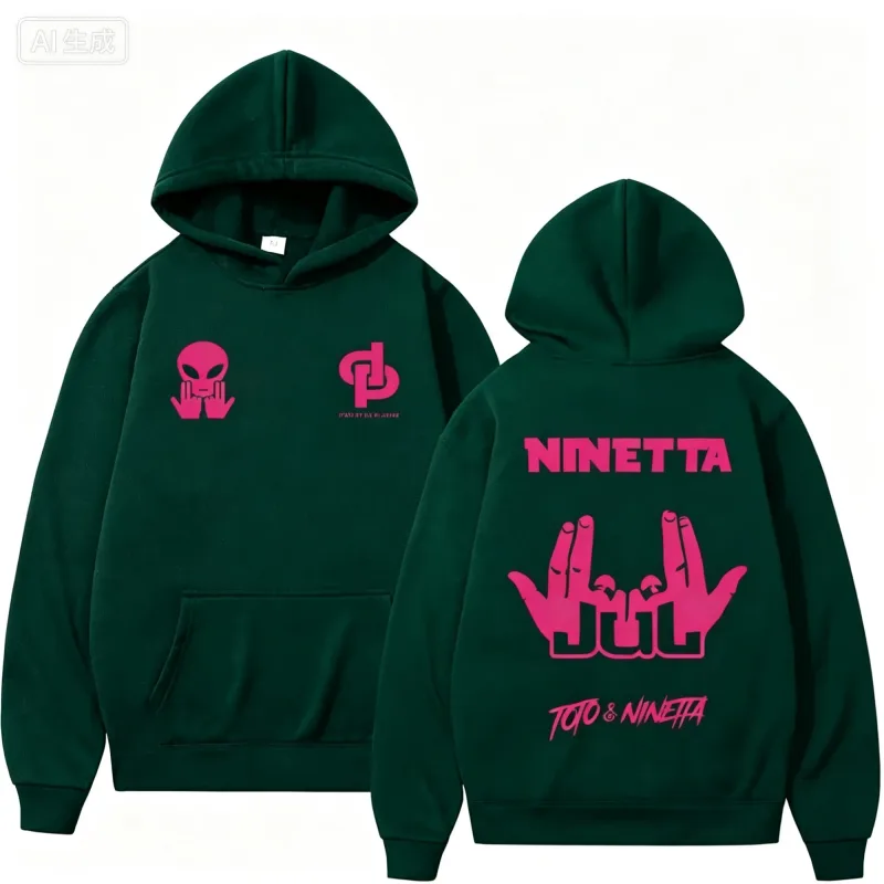 Rapper người Pháp JUL Merch Áo khoác nam nữ Quần áo thời trang Hip Hop Có mũ trùm đầu Áo Dài Tay Áo Chui Đầu Dạo Phố — image 8