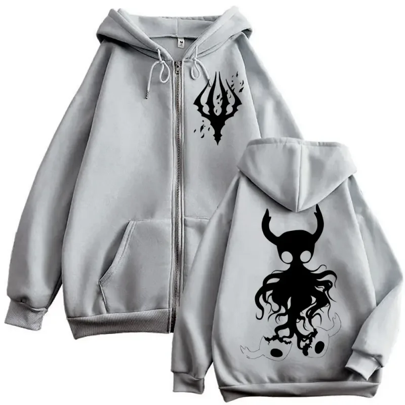 Limited Hollow Knight Game Graphic Zipper Hoodies Gothic Vintage Zip Up Hooded Sweatshirts Men Women Fashion Casual Pullovers