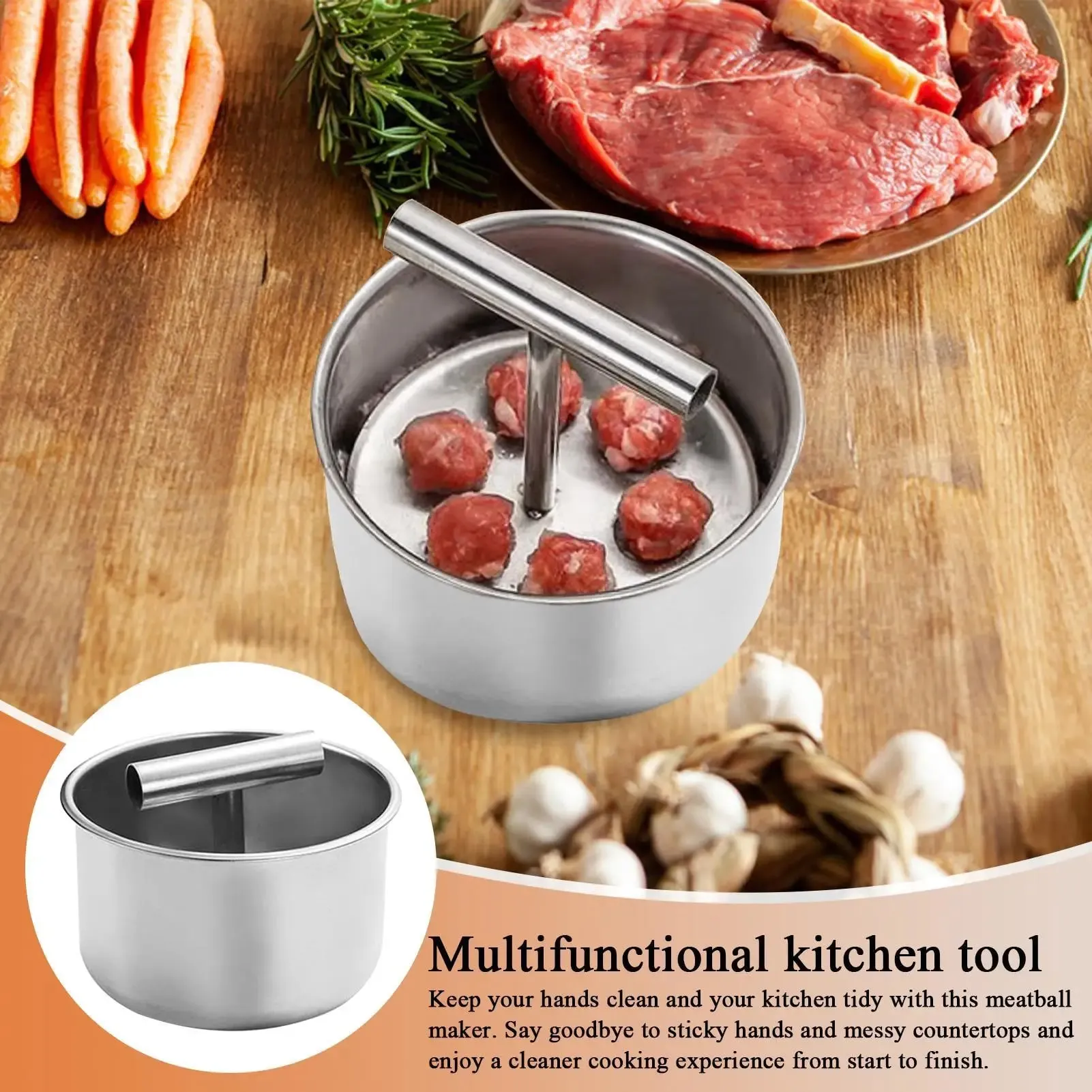 Stainless Steel Meatball Maker Manual Press Mold For 6/12 Balls Meatballs Bread Pastry Home Cooking Baking Gadget Kitchen Tool