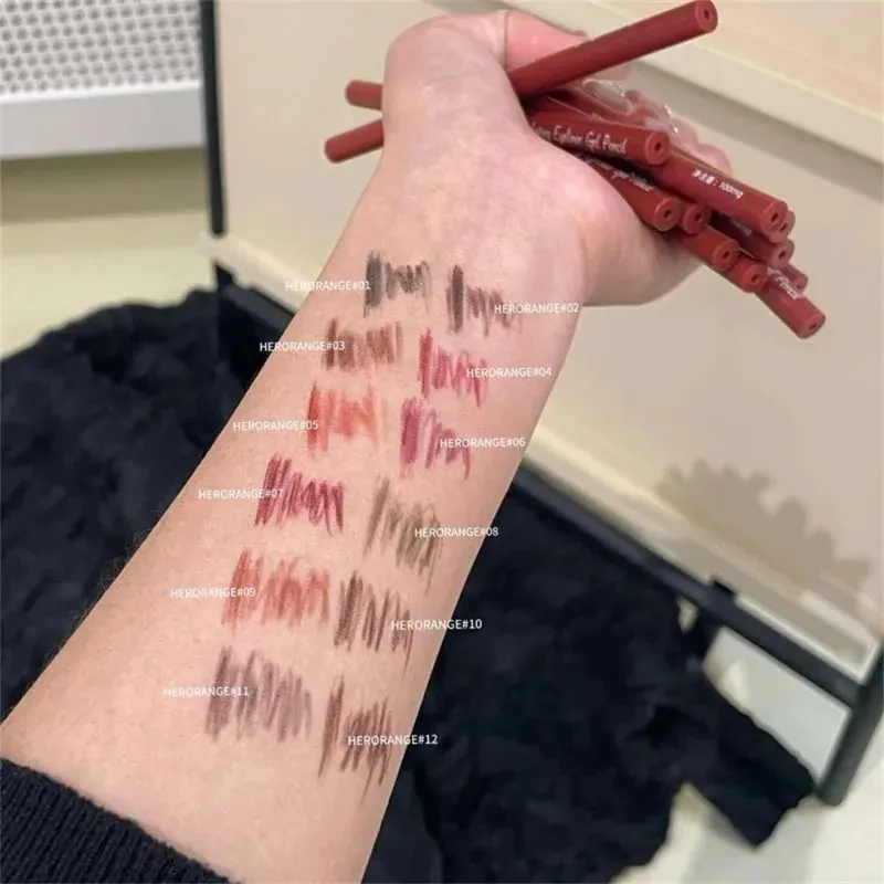 12 Colors Eyeliner Pencil Wine Red Waterproof Lasting Matte Brown Eyeshadow Contour Stick High Pigment Lying Silkworm Eye Makeup
