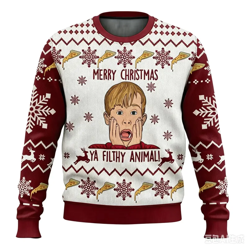 Suéter feio de feliz Natal para homens e mulheres, pulôver de animação de desenho animado, top de manga comprida estilo Harajuku