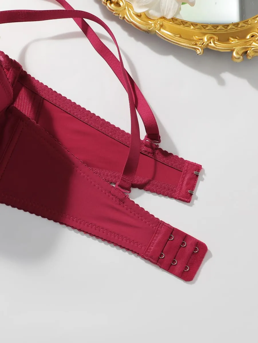Conjunto de sutiã acolchoado com armação feminina, 2 pacotes, sutiã push up sólido com calcinha combinando, lingerie sexy e confortável para o dia a dia