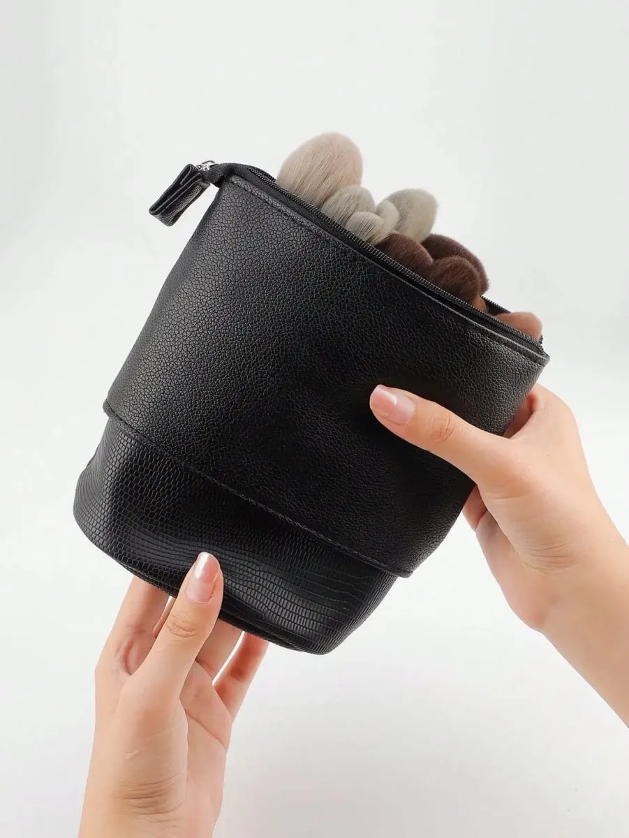 Large Capacity Foldable Standing Makeup Brush Bag Professional Tool Storage Pouch For 100 Brushes Portable Cosmetic Bag — image 2