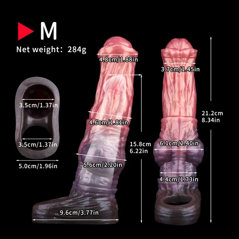 Fantasy Long Horse Penis Sleeve Silicone Big Knot Cock Cover Reusable Condom Sex Toys For Adult Men Dick Extender Sexy Shop