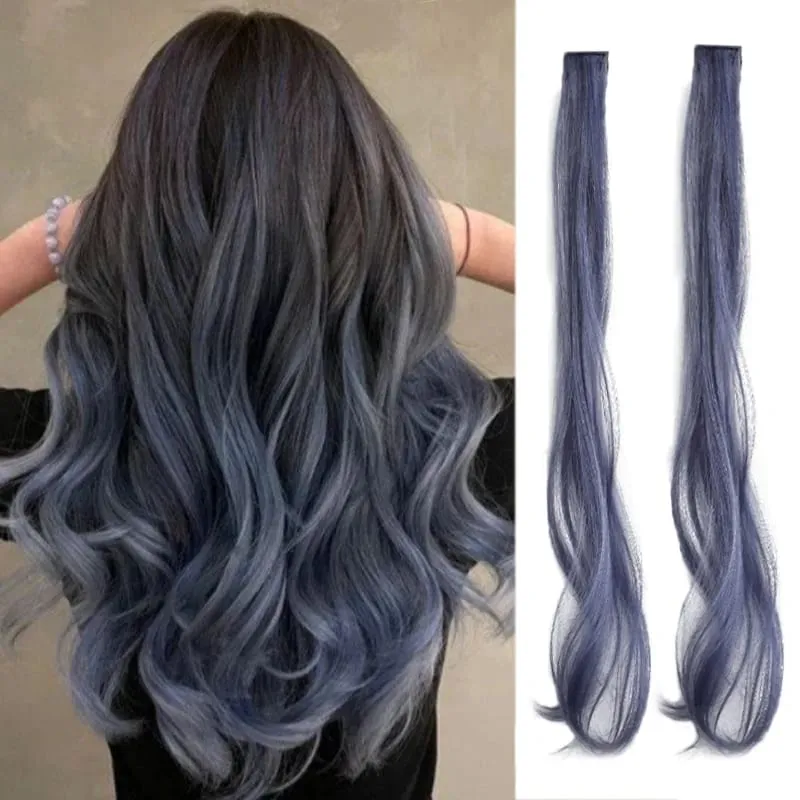 2 STUKS Regenboog Gemengde Kleur Clip In Hair Extensions 20 Inch Krullend Synthetisch Haar voor Meisjes Vrouwen Halloween Cosplay Party